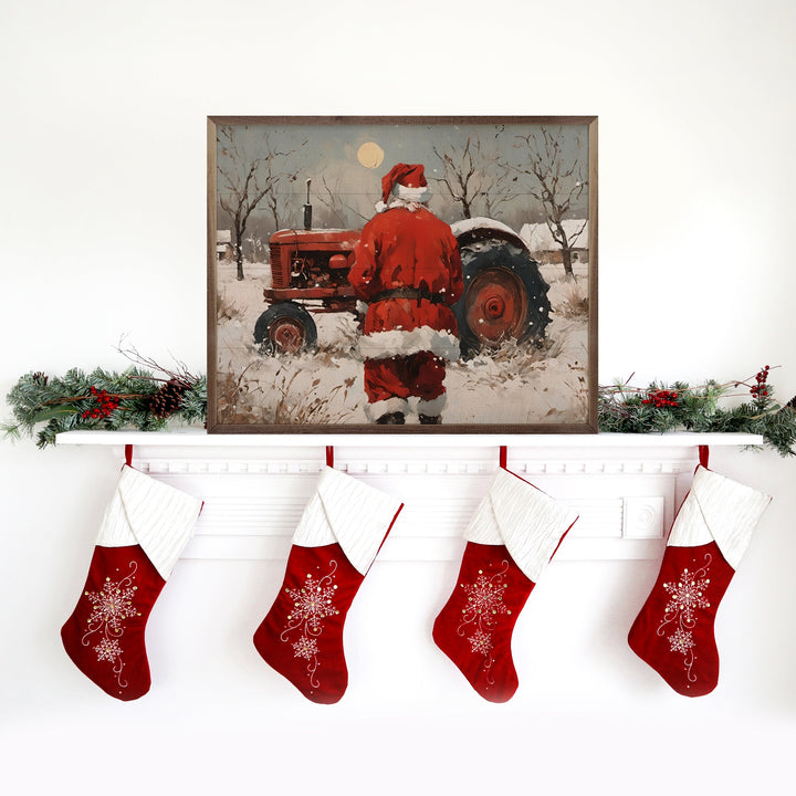 Santa With Red Tractor