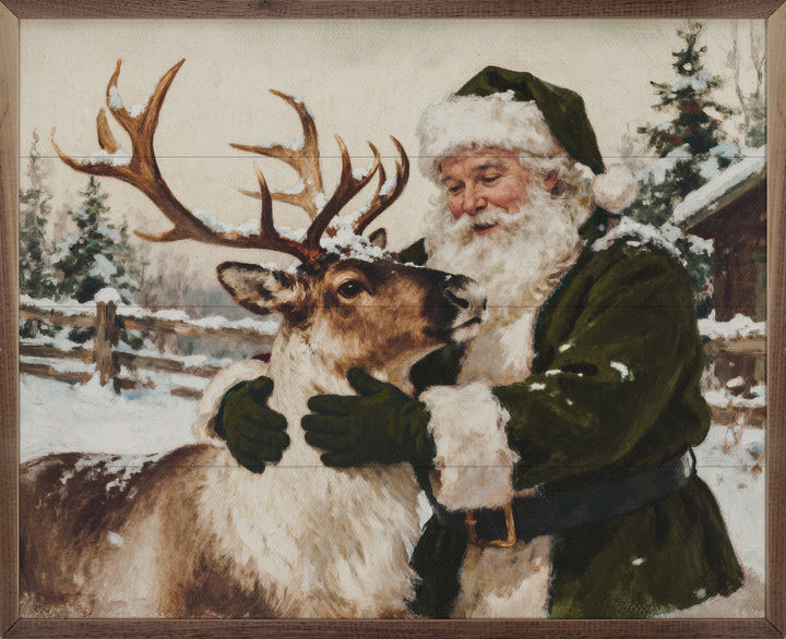 Santa And Reindeer Green