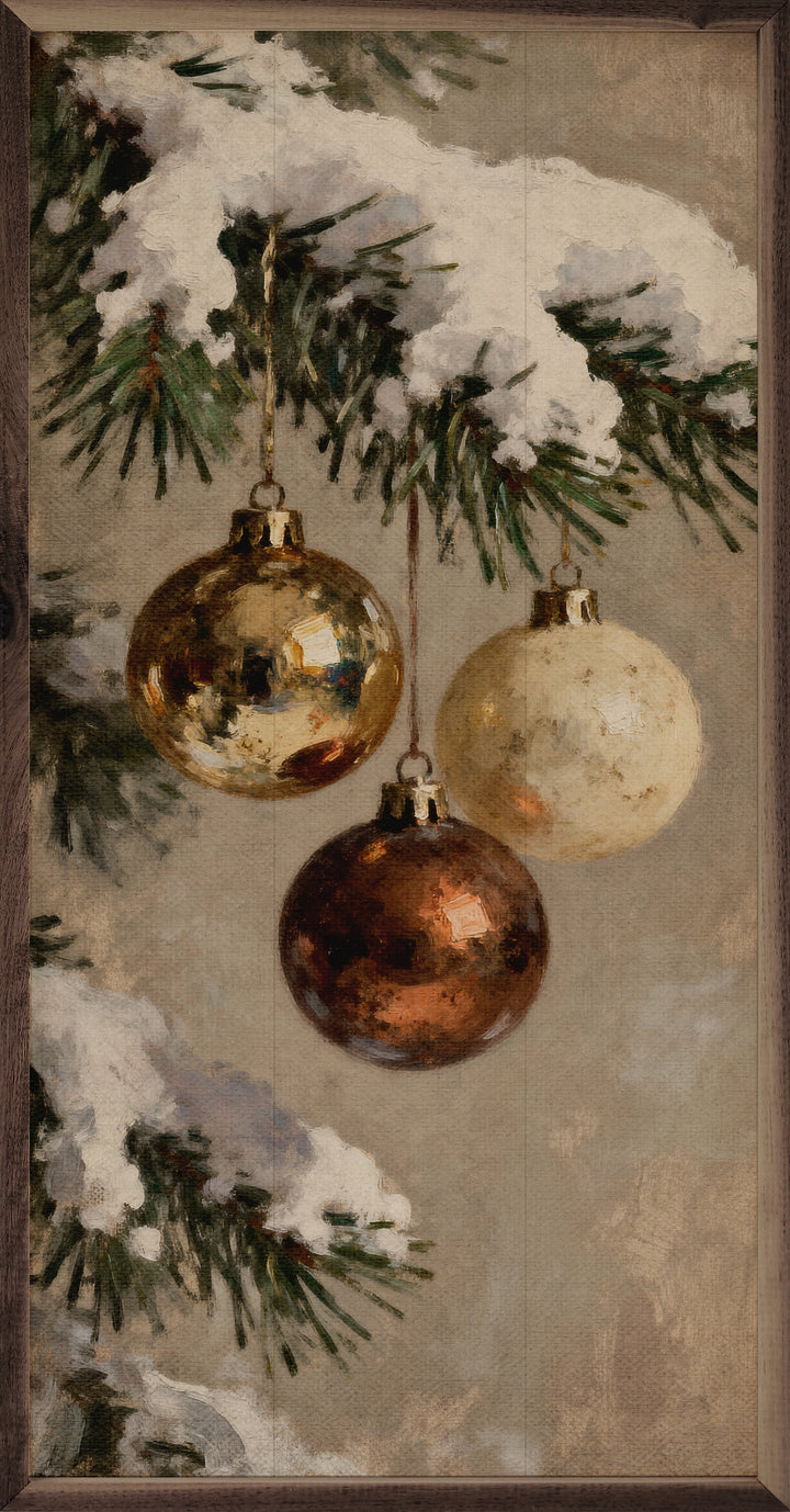 Three Gold And Brown Ornaments