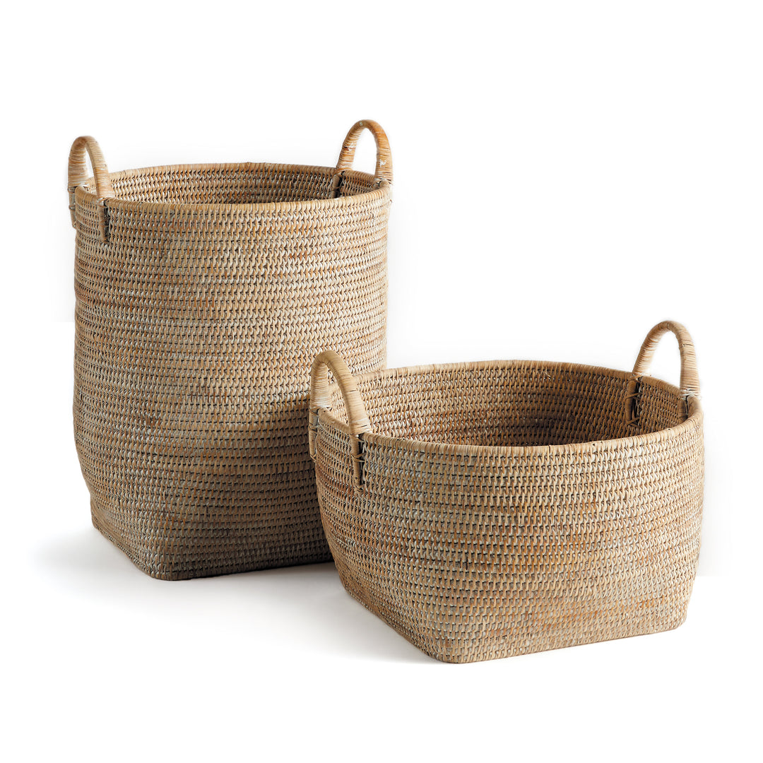 Burma Rattan Orchard Baskets, Set Of 2, White