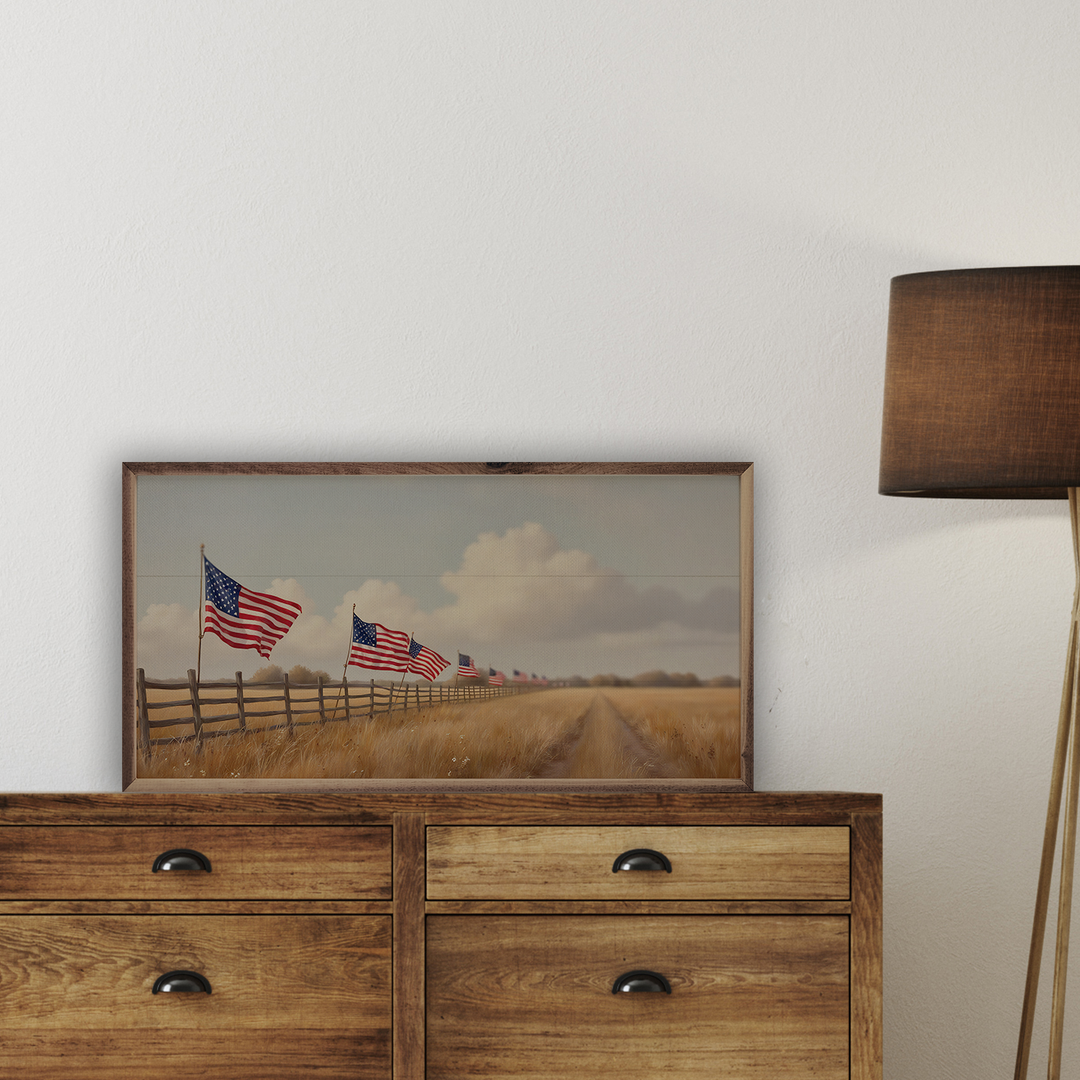 Flags On Fence Line