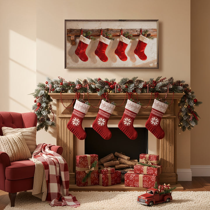 Four Red Christmas Stockings