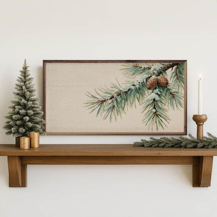 Pine Branch With Snow Horizontal