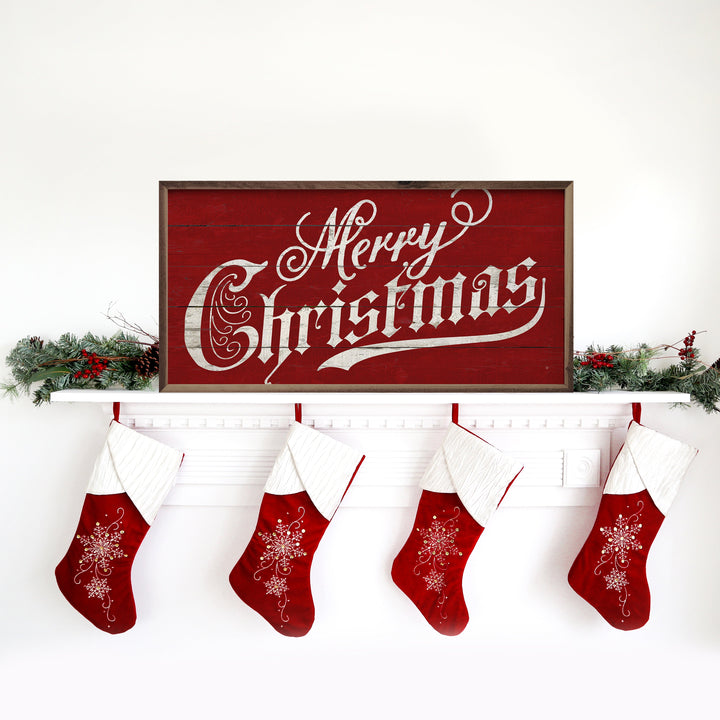 Vintage Merry Christmas Red