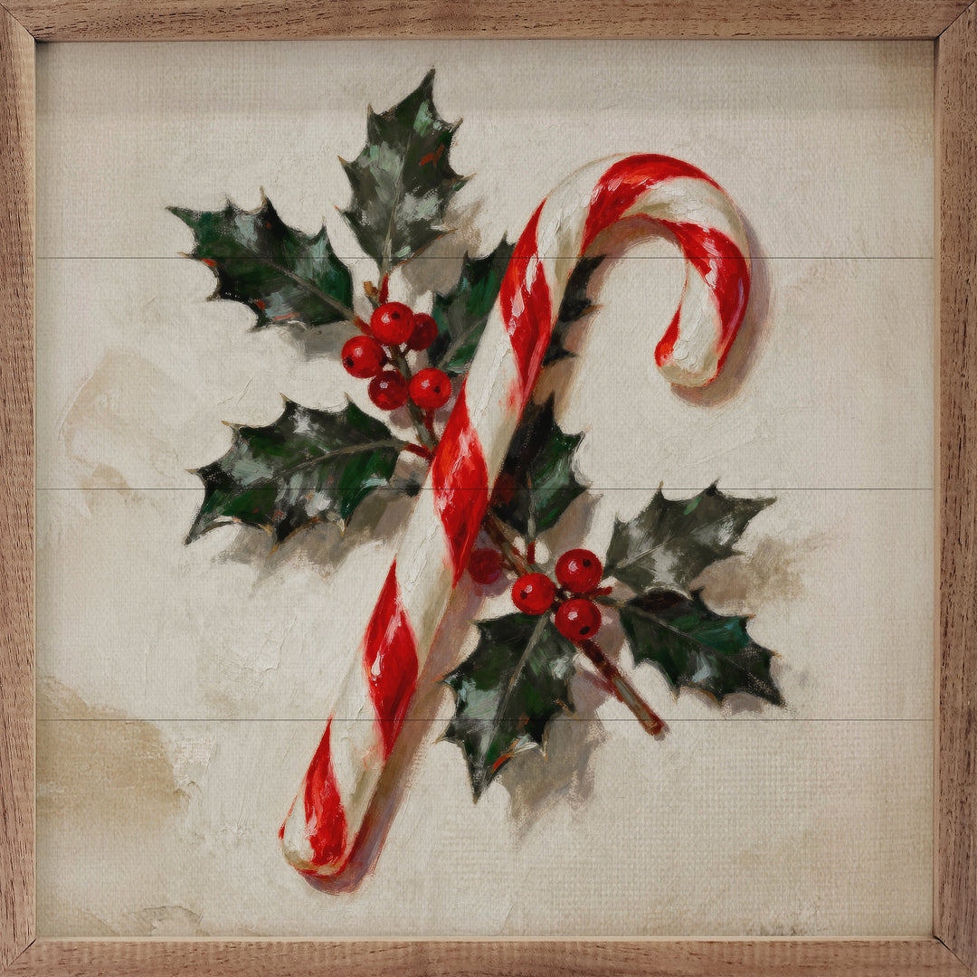 Candy Cane With Holly