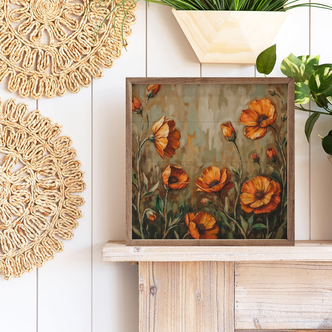 Orange Poppies Dark Grass