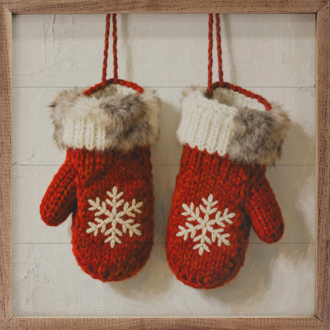 Red Mittens With Snowflakes