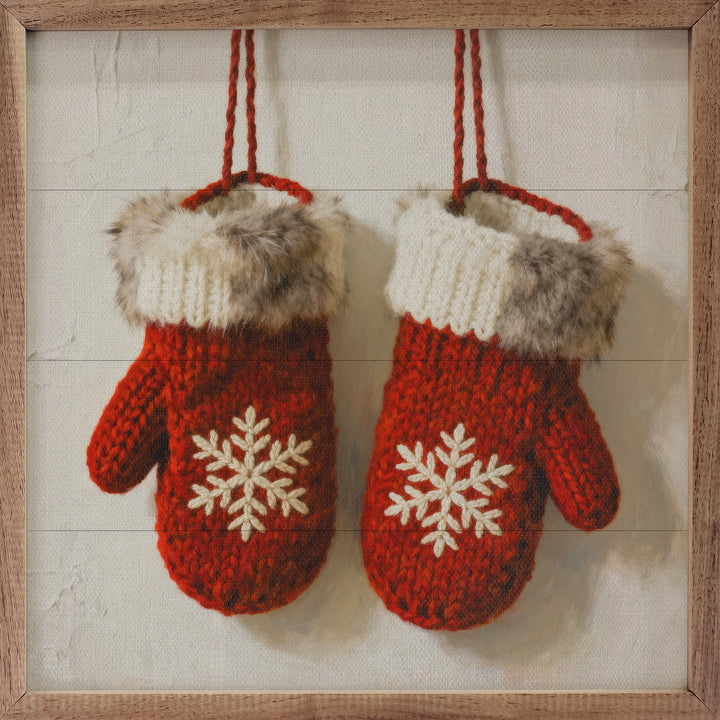 Red Mittens With Snowflakes