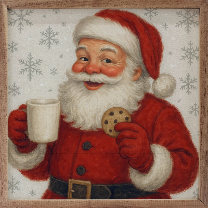 Vintage Santa With Cookies And Milk