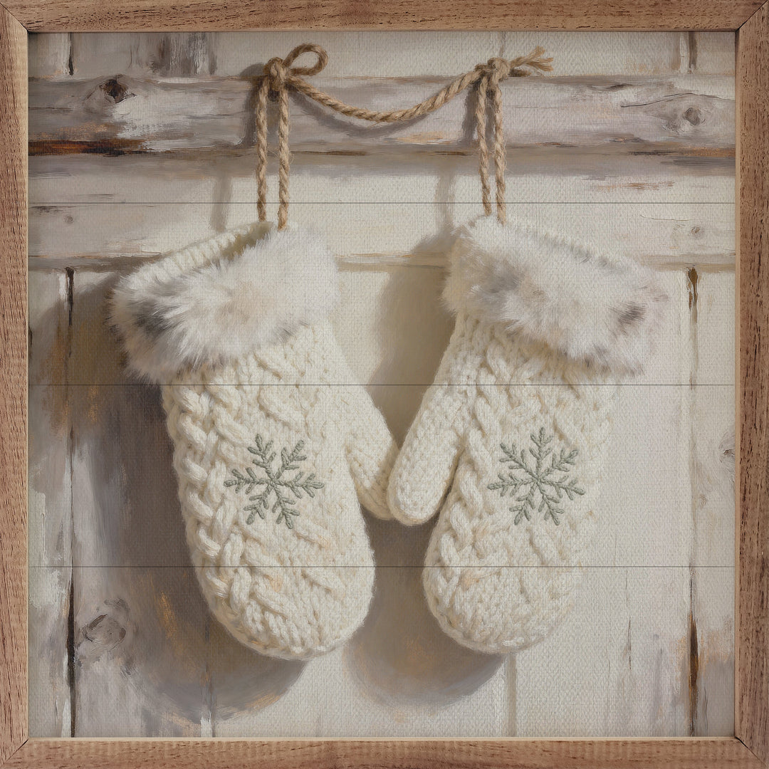 White Mittens With Snowflakes