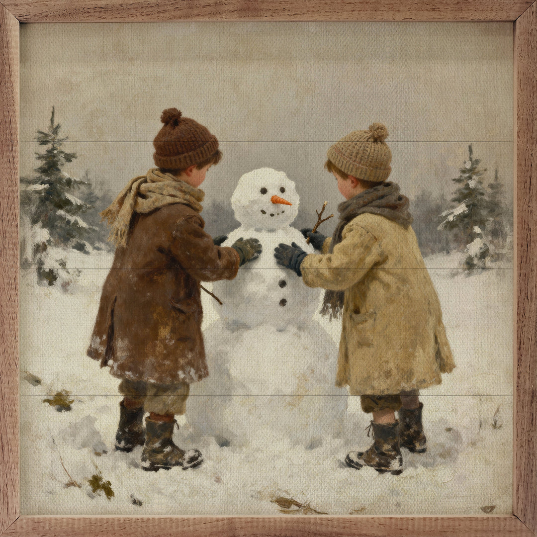 Kids Building Snowman