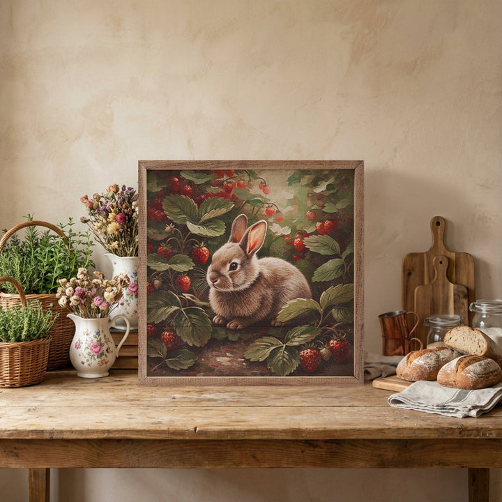 Rabbit In The Strawberry Patch
