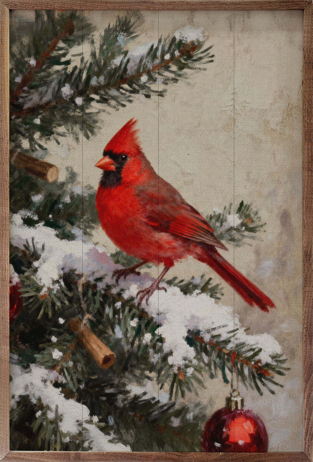 Cardinal Christmas On Snowy Branch