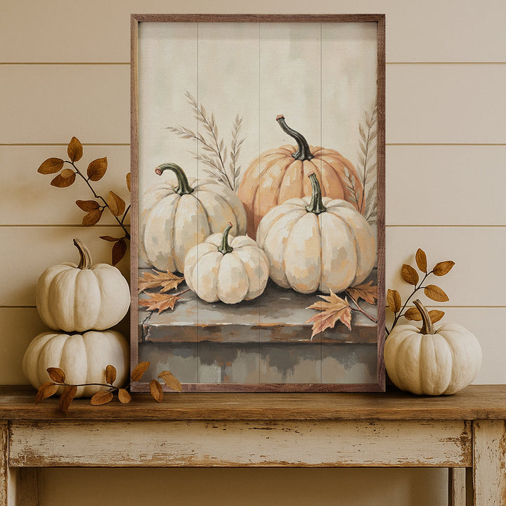 Pumpkins On Weathered Wood