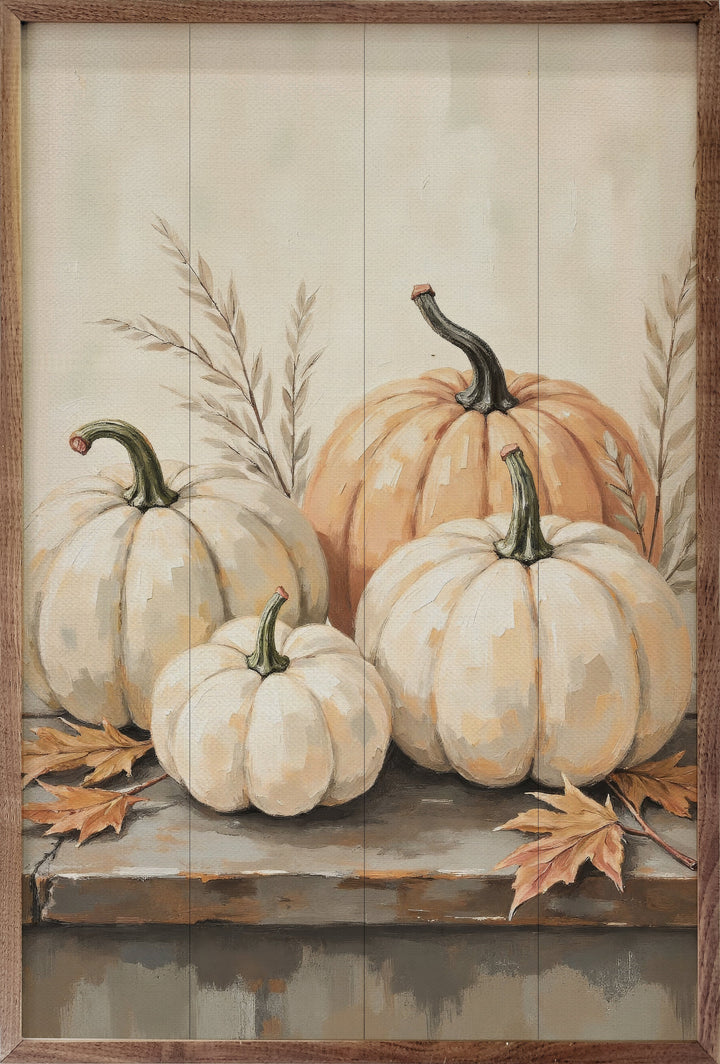 Pumpkins On Weathered Wood