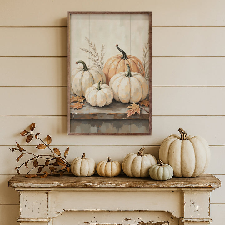 Pumpkins On Weathered Wood
