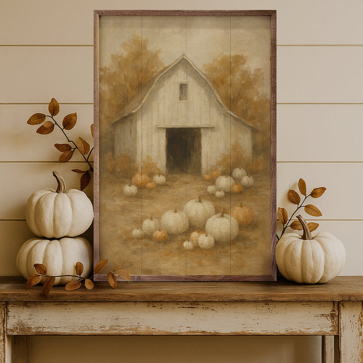 Vintage White Barn Pumpkin Patch