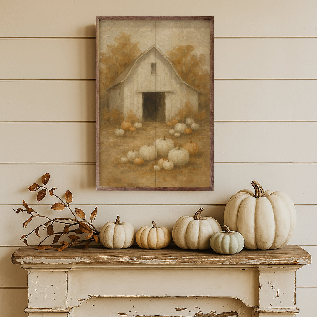 Vintage White Barn Pumpkin Patch