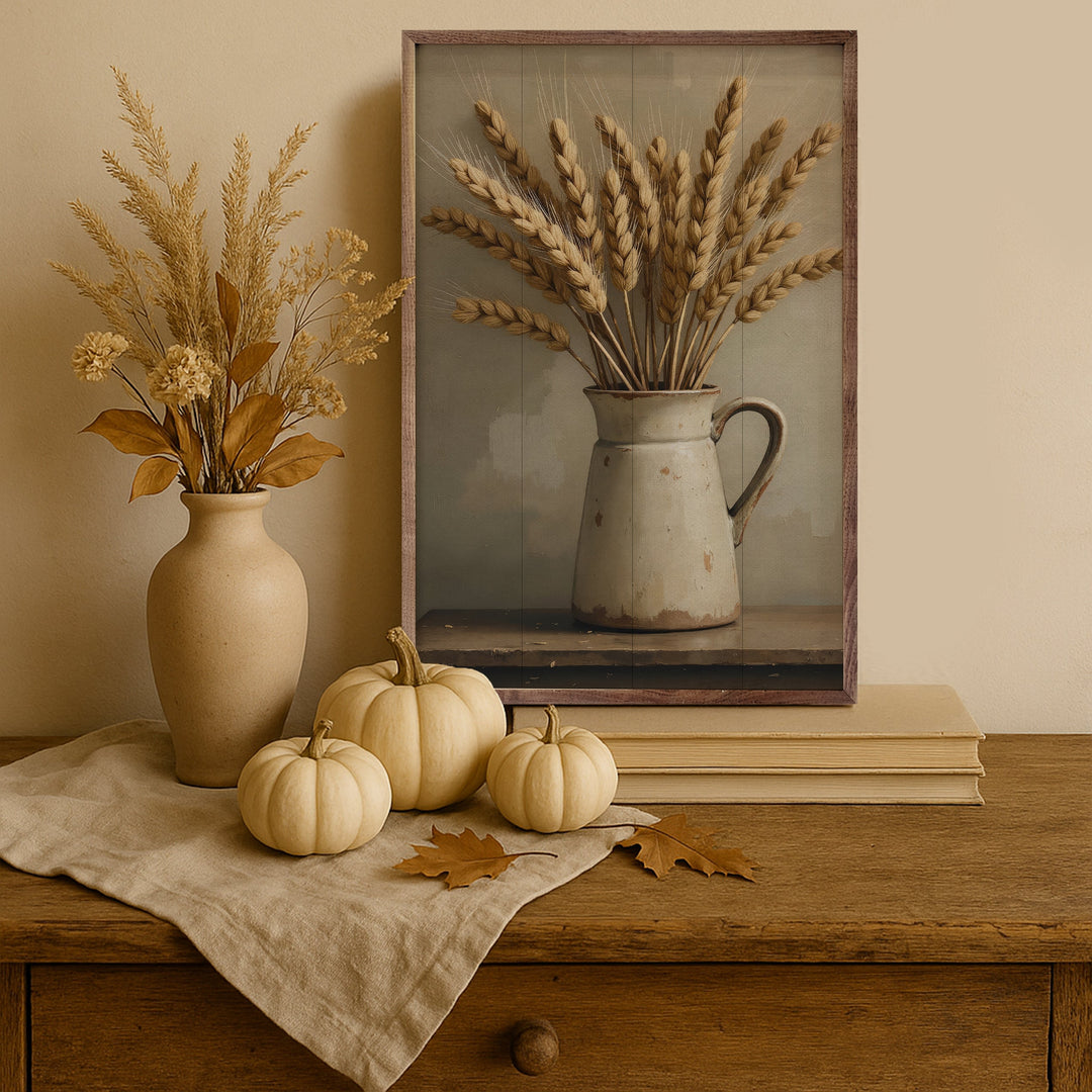 Wheat In White Vase