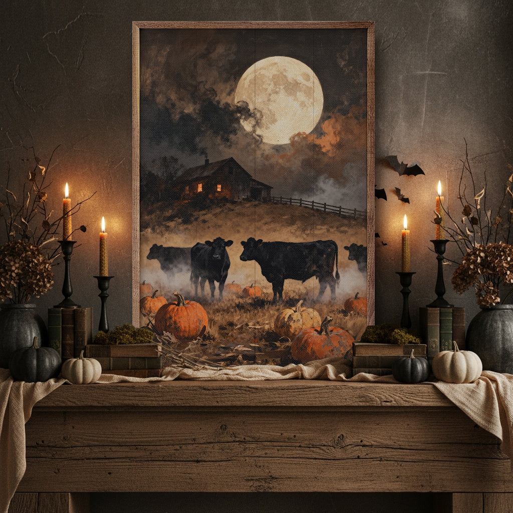 Cattle Under The Fall Moon