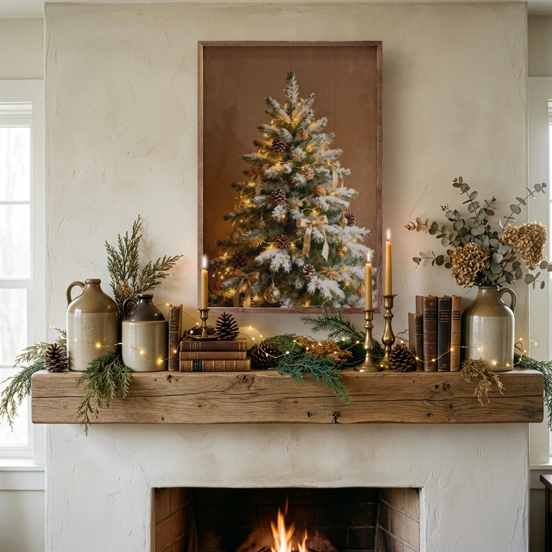 Decorated Pine Tree With Snow