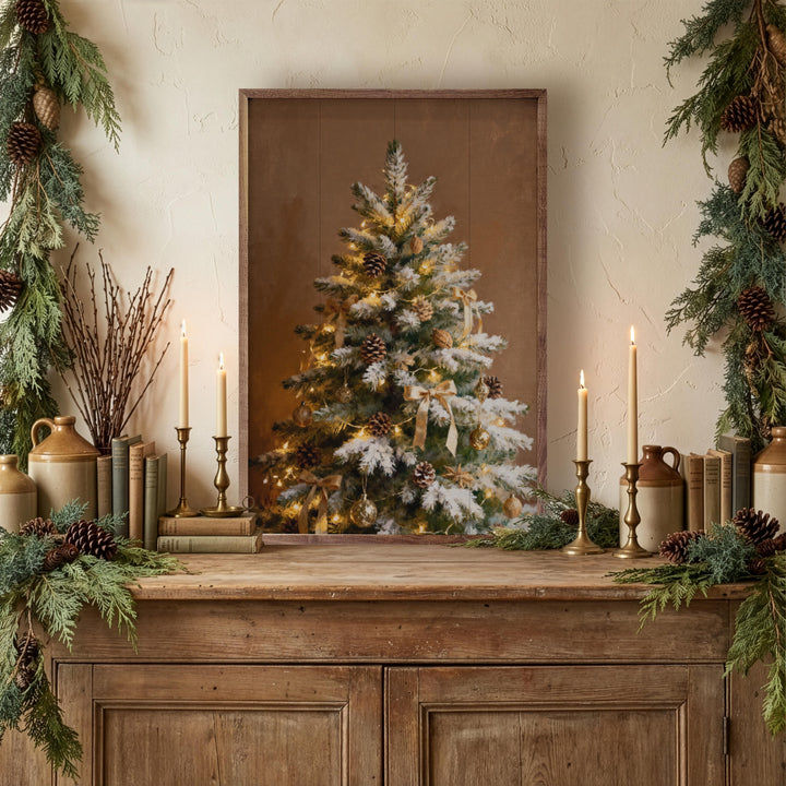 Decorated Pine Tree With Snow