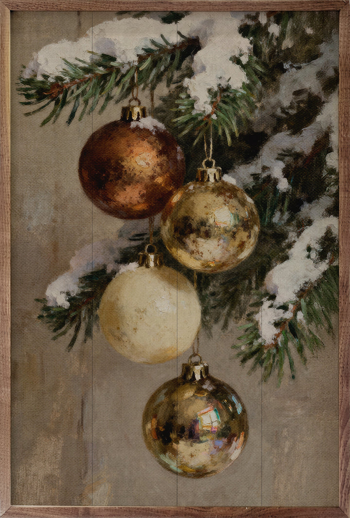 Four Gold And Brown Ornaments