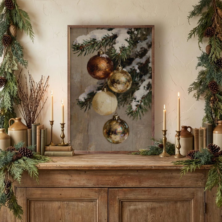 Four Gold And Brown Ornaments