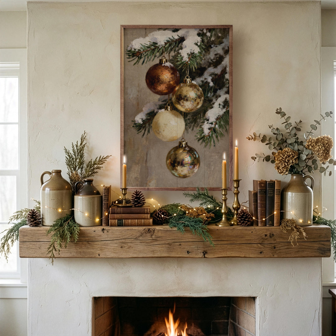 Four Gold And Brown Ornaments
