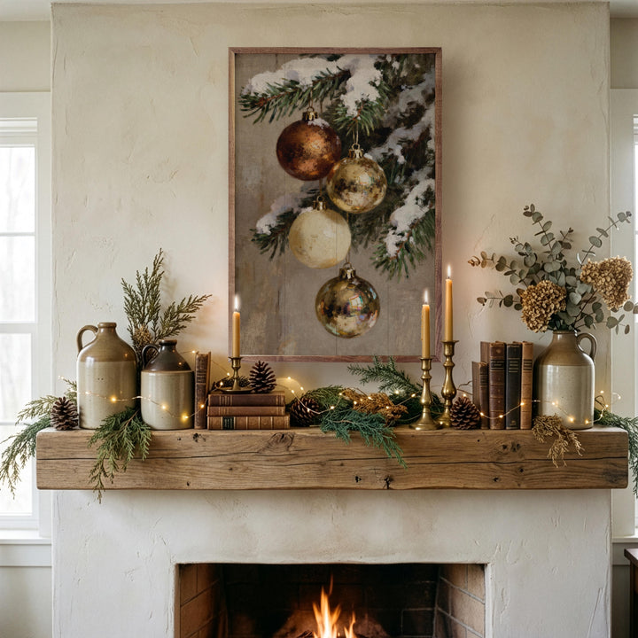 Four Gold And Brown Ornaments