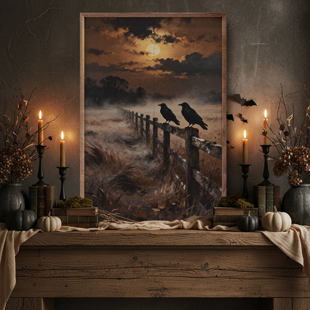 Two Crows On Fence