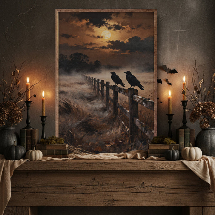 Two Crows On Fence