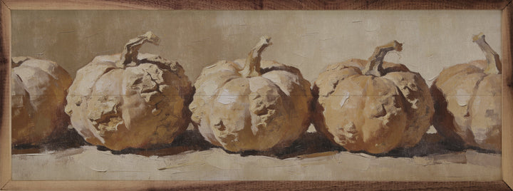 Row Of White Harvest Pumpkins