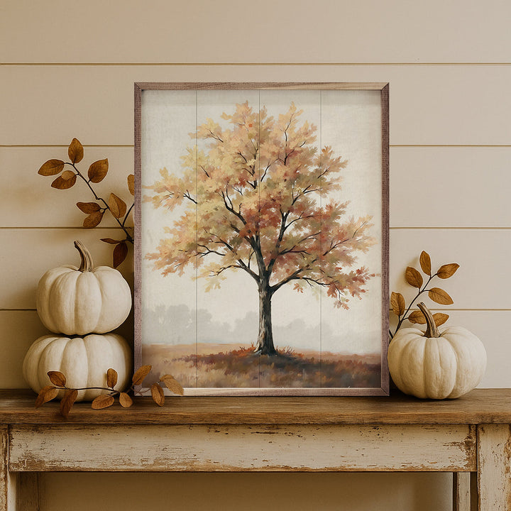 Autumn Tree On Hill