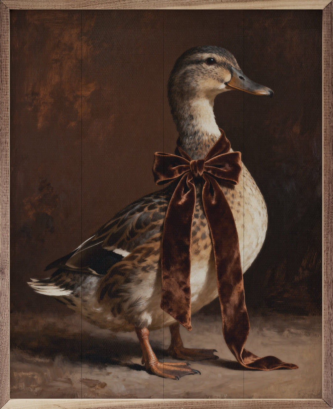 Brown Velvet Bow Duck Looking Right