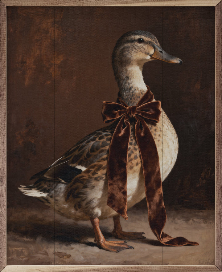 Brown Velvet Bow Duck Looking Right
