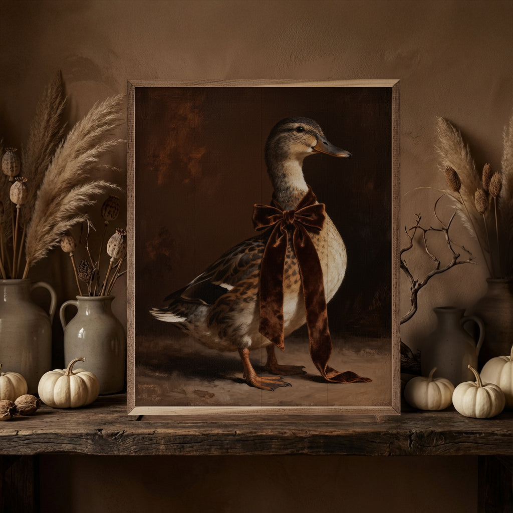 Brown Velvet Bow Duck Looking Right