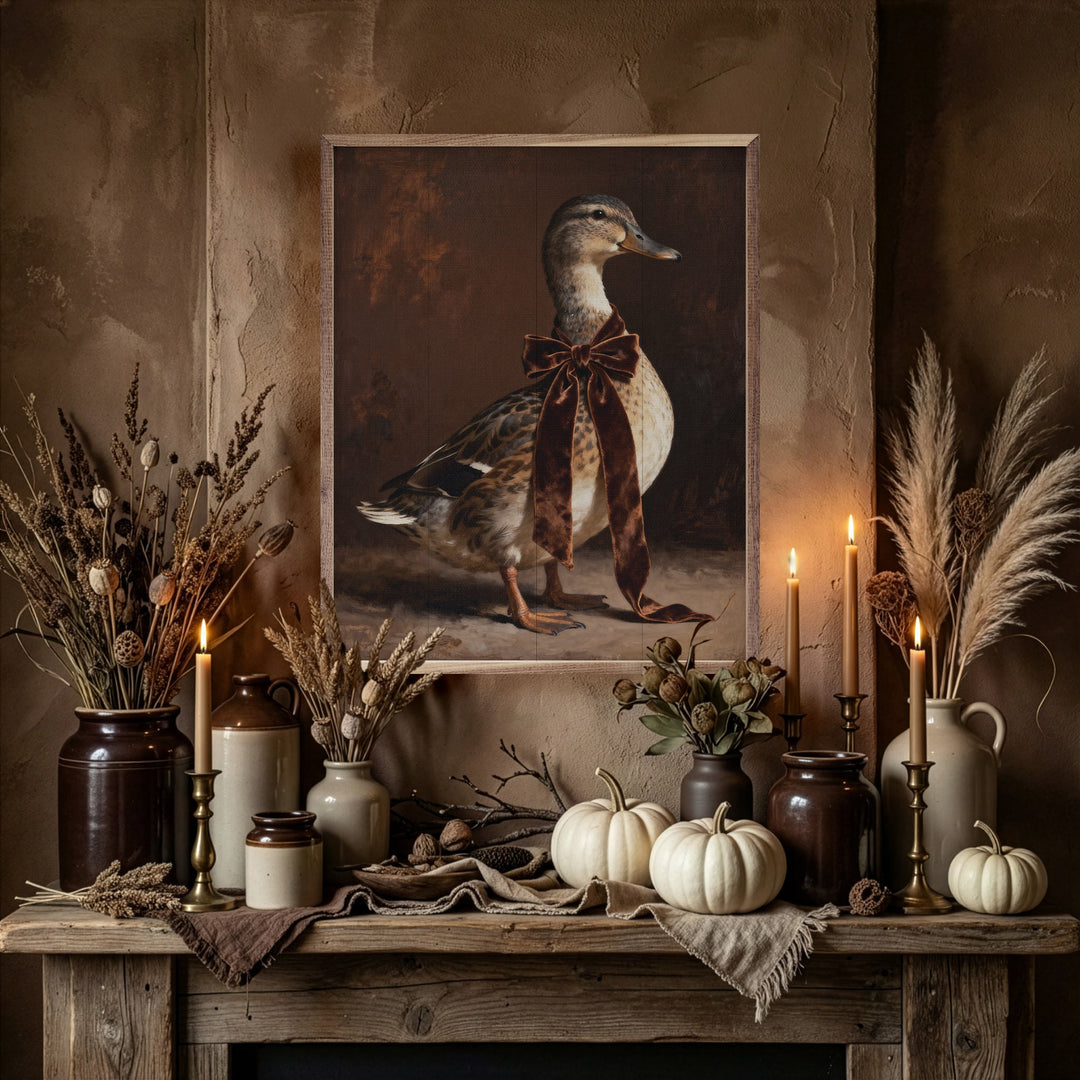 Brown Velvet Bow Duck Looking Right