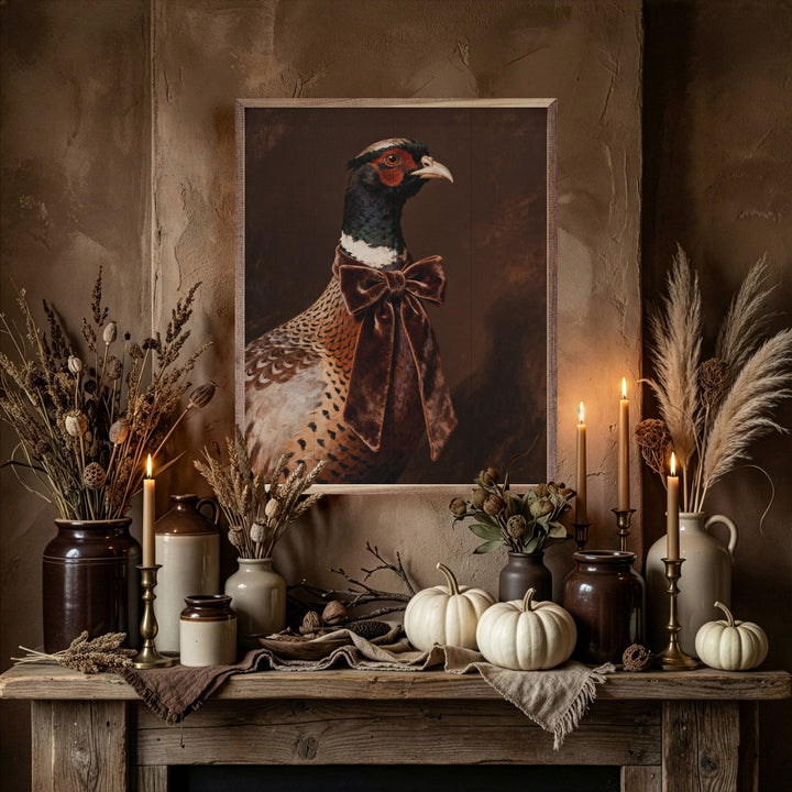 Brown Velvet Bow Pheasant