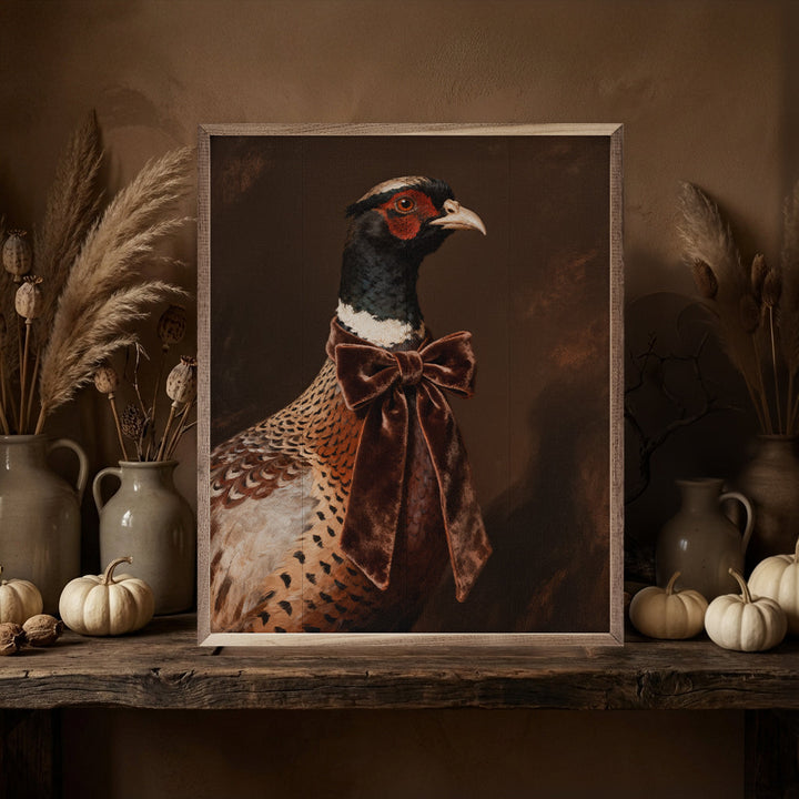 Brown Velvet Bow Pheasant