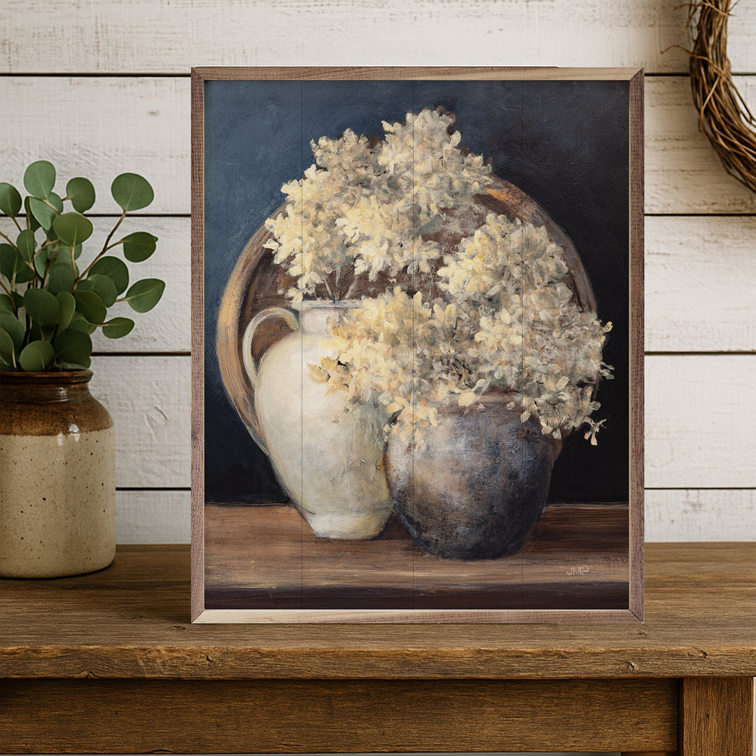 Golden Hydrangeas II White By Julia Purinton