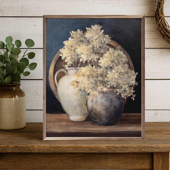 Golden Hydrangeas II White By Julia Purinton