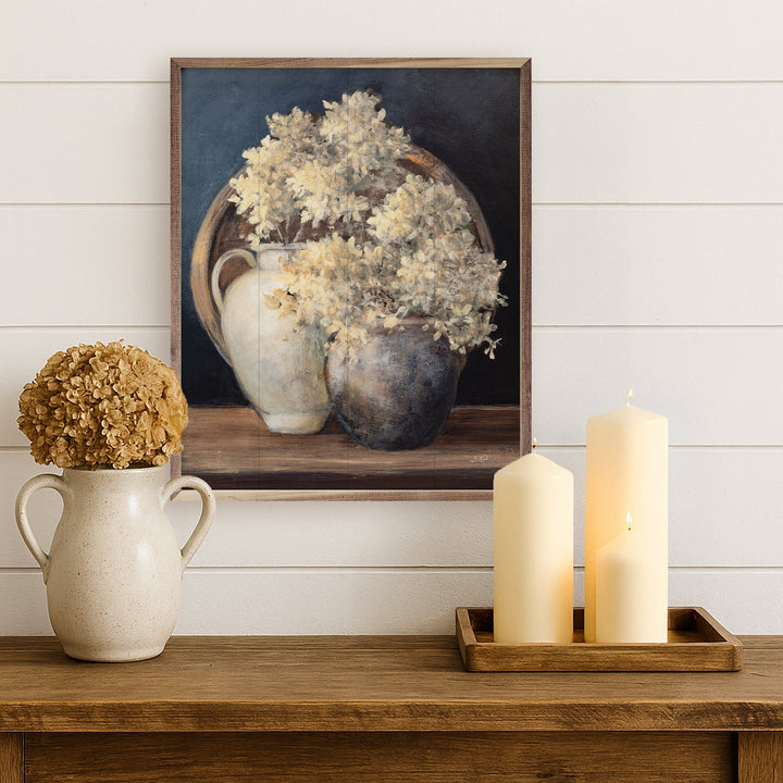 Golden Hydrangeas II White By Julia Purinton
