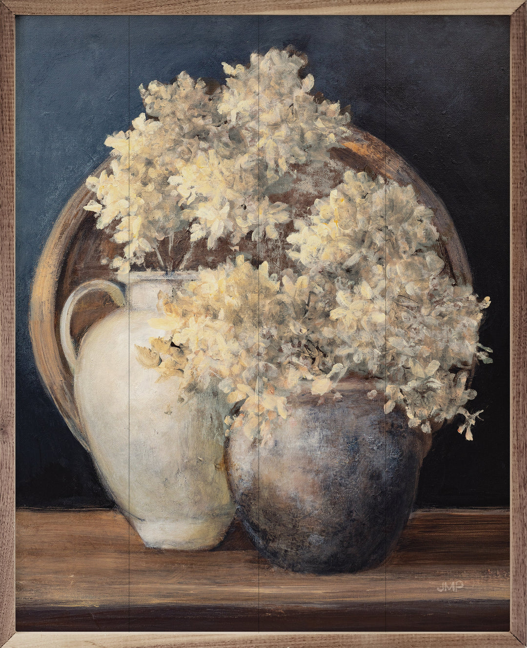 Golden Hydrangeas II White By Julia Purinton