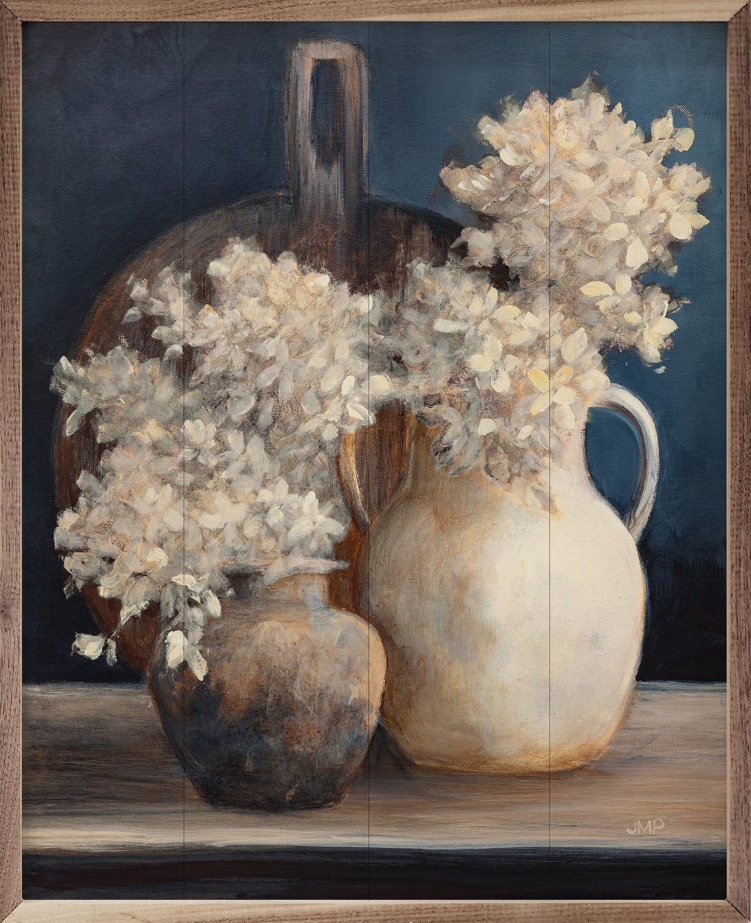 Golden Hydrangeas I White By Julia Purinton