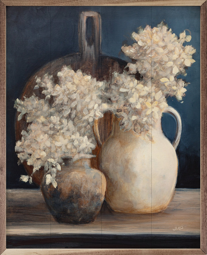 Golden Hydrangeas I White By Julia Purinton