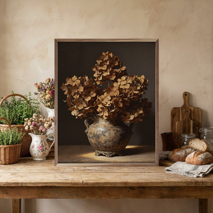 Dried Hydrangeas In Vase