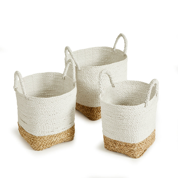 Madura Market Baskets, Set Of 3, White