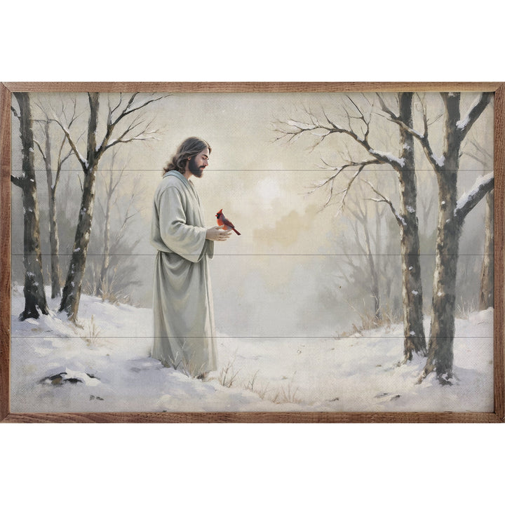 Cardinal And Jesus In Snow