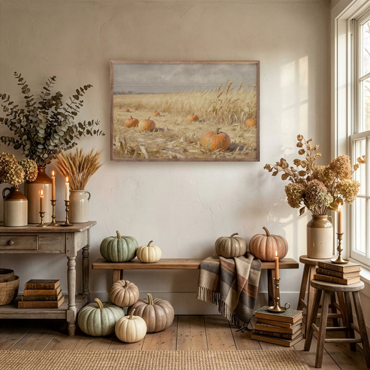 Pumpkin Patch In Field